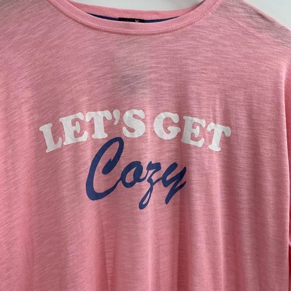 Cozy‎ Zoe Women's Let's Get Cozy Long Sleeve Pink & Blue Pajama Top Size M BWT - Picture 4 of 13